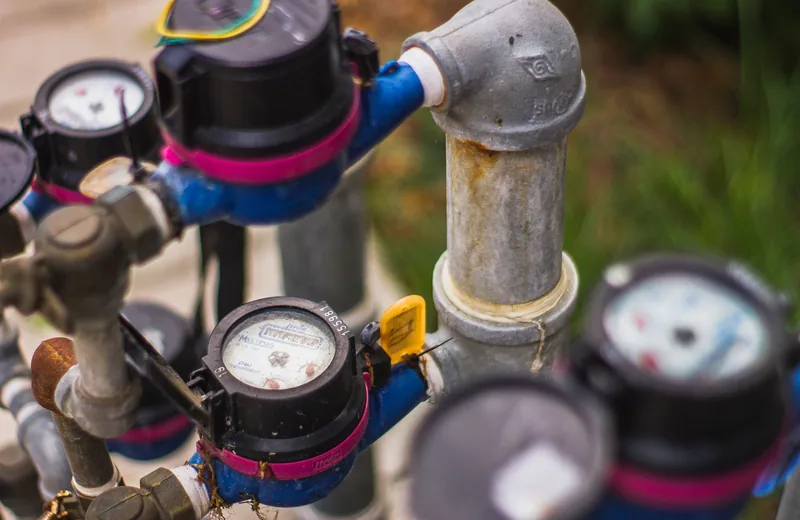 Residential water meters checked for a hidden leak behind a high water bill